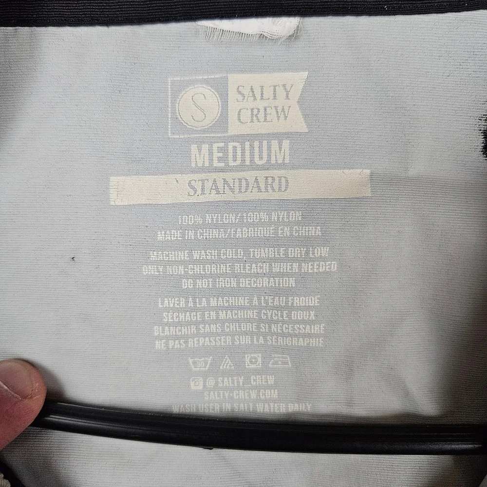 Salty Crew Mens Medium Tailed Hooded Windbreaker Jacket Black Logo Graphic